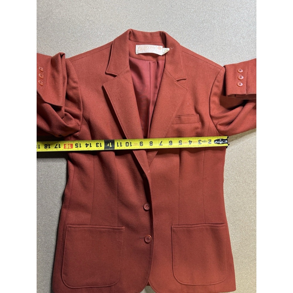 VTG Pendleton Merino Wool Orange Blazer Size 4 Button Jacket Collar‎ Pockets - Picture 7 of 8